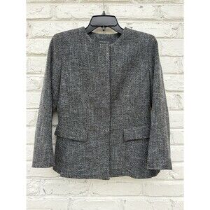 Ann Taylor Factory Blazer Womens Size 2  Black Hidden Button Front